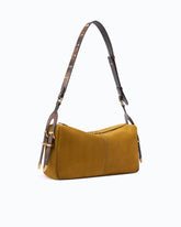Keeper Bag medium shoulder bag in spray-effect suede - Multicolor Brown-Black | Pinko