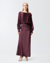 Long satin dress with draping - | Pinko