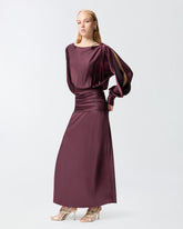 Long satin dress with draping - | Pinko