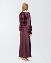Langes Kleid aus Satin mit Drapierung - | Pinko