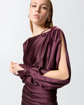 Langes Kleid aus Satin mit Drapierung - | Pinko