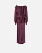 Langes Kleid aus Satin mit Drapierung - | Pinko
