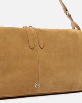 Keeper Bag large shoulder bag in suede - Beige | Pinko