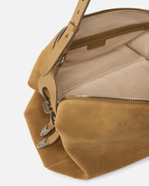 Keeper Bag large shoulder bag in suede - Beige | Pinko