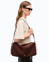 Keeper Bag large shoulder bag in spray-effect suede - | Pinko