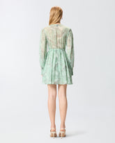 Mini dress with rose print and bow - | Pinko