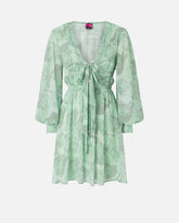 Mini dress with rose print and bow - | Pinko