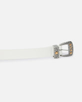 Shiny leather belt with metallic finishes, 3 cm - | Pinko