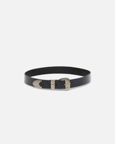 Shiny leather belt with metallic finishes, 3 cm - | Pinko