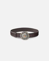 Leather belt with jewel medallion, 4cm - | Pinko