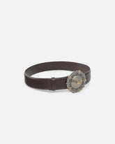 Leather belt with jewel medallion, 4cm - | Pinko