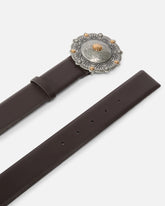 Leather belt with jewel medallion, 4cm - | Pinko