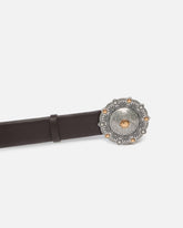 Leather belt with jewel medallion, 4cm - | Pinko