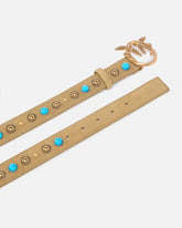 Gürtel aus Veloursleder mit Nieten 3 cm - | Pinko