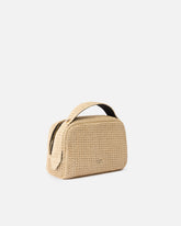 Small raffia bag with logo and handle - Multicolor Yellow-Black | Pinko