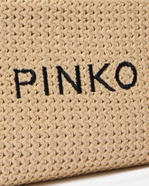 Small raffia bag with logo and handle - Multicolor Yellow-Black | Pinko