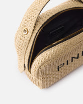 Small raffia bag with logo and handle - Multicolor Yellow-Black | Pinko