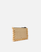 Small raffia clutch with logo and tassels - Multicolor Yellow-Black | Pinko