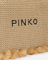 Kleiner Beutel aus Bast mit Logo und Quasten - Mehrfarbig Gelb-Schwarz | Pinko