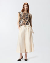 Sleeveless sweater with tiger print - Multicolor Black-Beige | Pinko