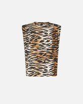 Sleeveless sweater with tiger print - Multicolor Black-Beige | Pinko