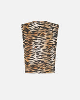 Sleeveless sweater with tiger print - Multicolor Black-Beige | Pinko