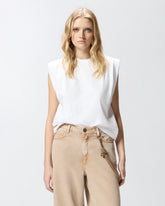 Sleeveless double jersey T-shirt - White | Pinko