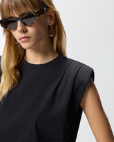Sleeveless double jersey T-shirt - Black | Pinko