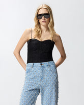 Lace bustier top - Black | Pinko