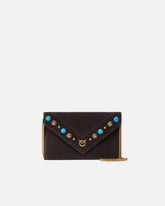 Small clutch bag in suede with studs and shoulder strap - | Pinko