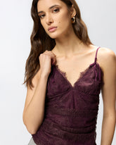 Floral lace top with shoulder straps - | Pinko