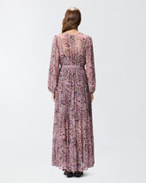 Long dress with metallic cashmere print - | Pinko