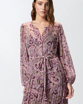 Long dress with metallic cashmere print - | Pinko