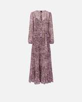 Long dress with metallic cashmere print - | Pinko