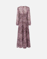 Long dress with metallic cashmere print - | Pinko