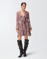Mini dress with metallic cashmere print - | Pinko