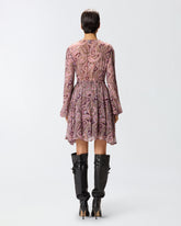 Mini dress with metallic cashmere print - | Pinko