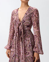 Mini dress with metallic cashmere print - | Pinko