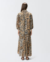 Long dress with buttons and animal print - | Pinko
