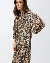 Long dress with buttons and animal print - | Pinko