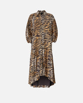 Long dress with buttons and animal print - | Pinko