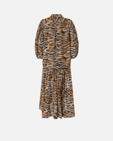 Long dress with buttons and animal print - | Pinko