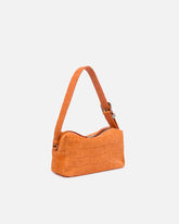 Medium crossbody bowler bag in crocodile-print leather - Orange | Pinko