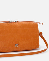 Medium crossbody bowler bag in crocodile-print leather - Orange | Pinko