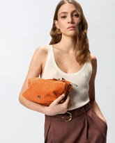 Medium crossbody bowler bag in crocodile-print leather - Orange | Pinko