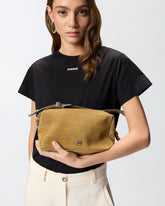 Medium crossbody bowler bag in crocodile-print leather - Beige | Pinko