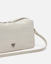 Mittlere Bauletto-Tasche aus Leder mit Krokoprint - Weiß | Pinko