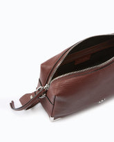 Medium crossbody Boston bag in full-grain leather - Dark Red | Pinko