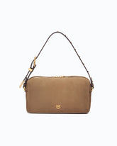Medium crossbody Boston bag in spray-effect suede - | Pinko