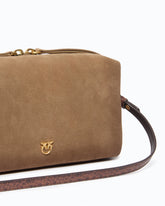 Medium crossbody Boston bag in spray-effect suede - | Pinko